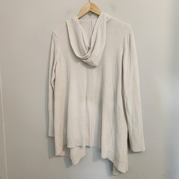 Barefoot Dreams CozyChic Ultra Lite Hooded Seashore Cardigan Cream Medium LARGE - Picture 7 of 9